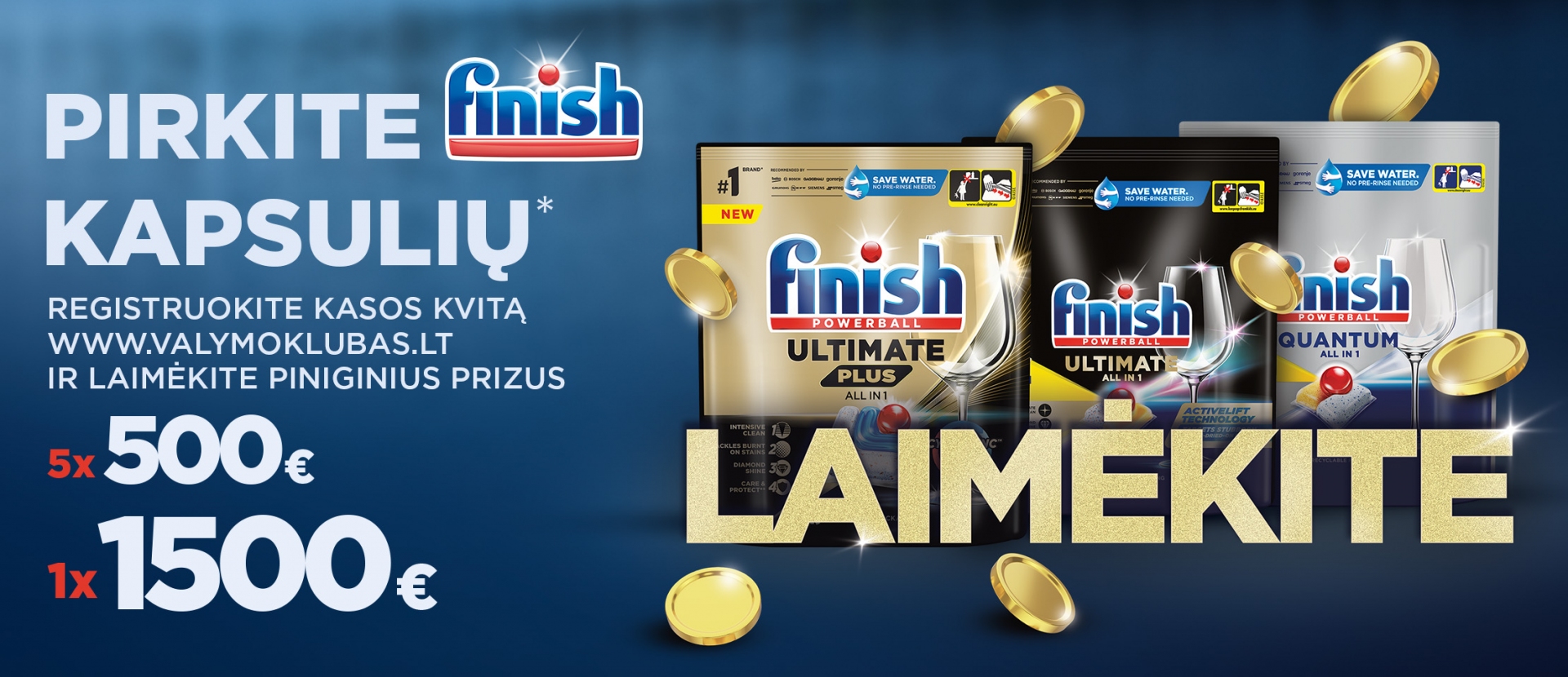 Pirkite „Finish“ kapsules ir laimėkite