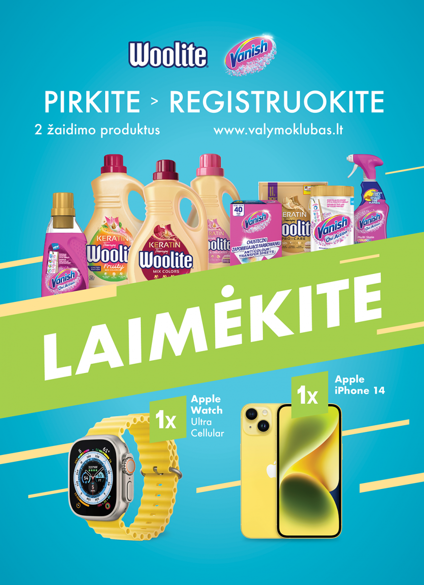 Pirkite ''Vanish'' arba ''Woolite'' ir laimėkite