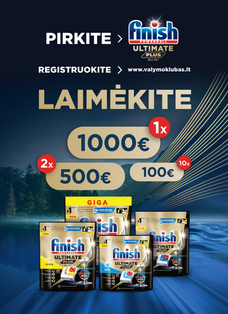 Pirkite „Finish Powerball Ultimate Plus all in 1“ gaminius ir laimėkite